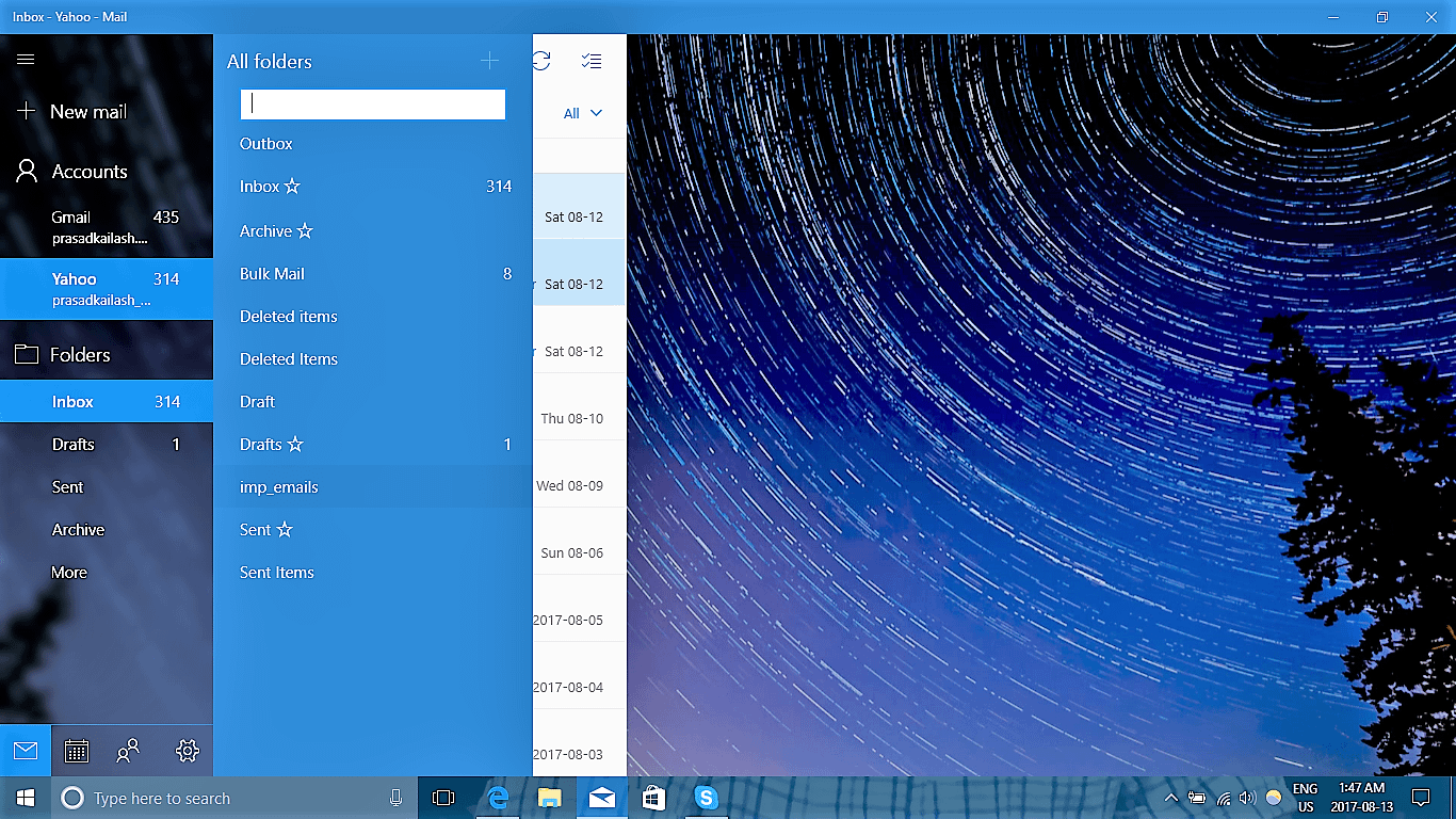 windows 10 mail folders
