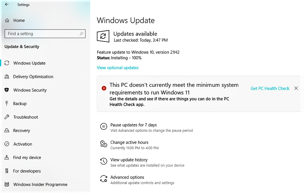 Figure 4: Windows 10, November 2021 Updated Is Installed On My PC