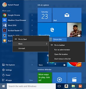 Figure 6(c): Customising Most used in Start Menu