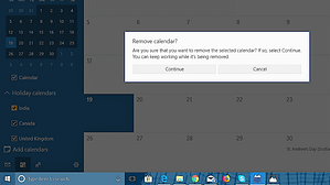 Figure 9: Confirm Your Action To Remove The Calendar From Windows 10 Calendar App ere Is How I Am Removing Holiday Calendar Of Canada From Windows 10 Calendar