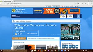 The Home Page Of The Weather Network In Microsoft Edge Browser