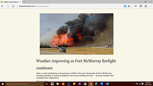 A Weather Network Page in The Reading View Mode In The Microsoft Edge Browser