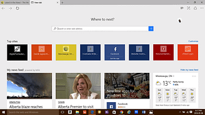 The Customized New Tab Shows Top Sites and My News Feed In Microsoft Edge