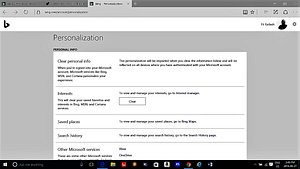 Figure 11: Bing Personalization Page