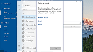 Select An Account To Which You Want To Add A New Contact In Windows 10 People App