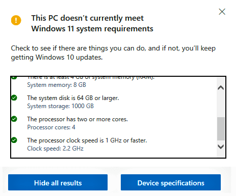 Figure 8: My PC Meets Most Of The Minimum System Requirements For Windows 11