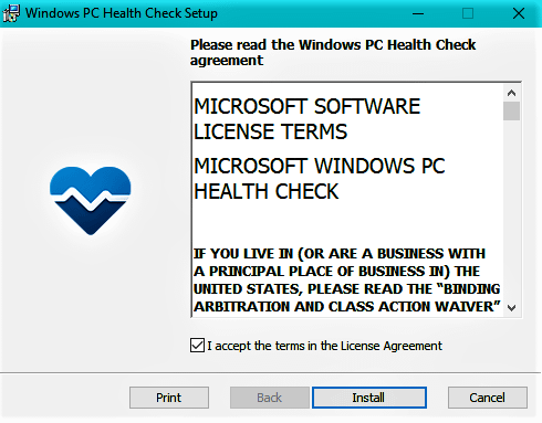 Figure 3b: How To Get PC Health App? I Accepted The PC Health Check Agreement And Clicked Install