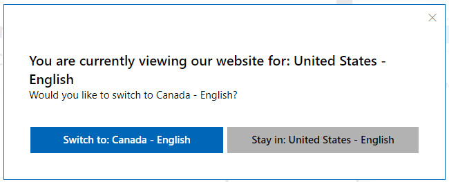 The Option To Switch Canada Site Of Microsoft
